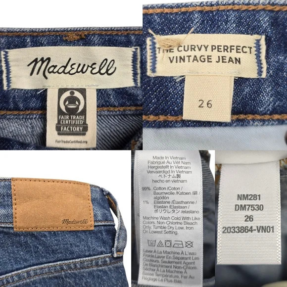 Madewell Womens Blue The Curvy Perfect Vintage Jean Denim Jeans Size 26 - Picture 4 of 4